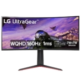 Monitor Gamer Curvo LG UltraGear 34″, 2K WQHD, UltraWide, 160Hz, 1ms, FreeSync Premium, HDR10, Som Integrado – 34GP63A-B