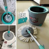 Mop Twister de Microfibra com Cabo e Balde de 13 Litros, Cor Branco, Cinza, Tiffany, Linha Noviça, Bettanin