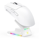 Mouse Gamer sem Fio Attack Shark X1, Ultraleve, com Base de Carregamento Magnético RGB, Tri-Mode, 40.000 DPI, Sensor Óptico PAW3395 PRO, 6 Botões – Branco