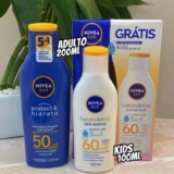 NIVEA SUN Kit Protetor Solar Protect & Hidrata FPS50 200ml + Protetor Solar Kids Sensitive FPS60 100ml, Nivea