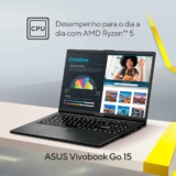 Notebook ASUS VivoBook Go 15, AMD RYZEN 5 7520U, 8GB, 512GB SSD, KeepOS, Tela 15,6″ FHD, Mixed Black – E1504FA-NJ732