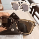 Óculos de Sol Polo London Club Quadrado Cristal cinza Unissex, Policarbonato UV400 contém Case Couro ECO