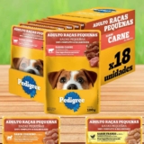 Pack Ração Úmida Pedigree Sachê ao Molho para Cães Adultos de Raças Pequenas 100 g – 18 unidades ( 3 SABORES )