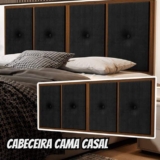 Painel Cabeceira Cama Casal 1,40 Madeira Suede Preto – JM Casa dos Móveis