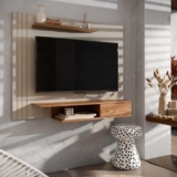 Painel Para TVs de Até 43 Polegadas Otto com Prateleiras – Off White com Cumarú – Gaio e Cia