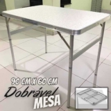 Palisad portátil mesa dobrável alumínio cor Branco 90cm x 60cm x 70cm