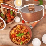 Panela Caçarola Antiaderente com Tampa em Vidro 18cm Graniflon Laranja Moda do Chef