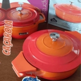 Panela Caçarola Baixa Revestimento Cerâmico 24 Cm Laranja Le Cook