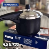 Panela de Pressão Tramontina Vancouver Effect em Alumínio com Revestimento Interno e Externo em Antiaderente Starflon Max Preto 20 cm 4,5 L