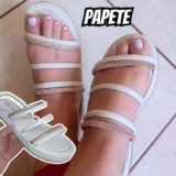 Papete Feminina Plataforma Strass Brilho Moda Luxo Verão 187