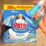 Pato Desodorizador Sanitário Gel Adesivo 2 Refis Marine, Limpeza Banheiro, 12 Discos