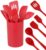 Conjunto de utensílios de silicone vermelho 6 peças com suporte – Basic+