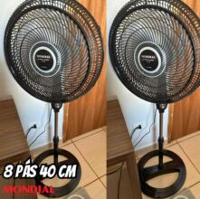 Ventilador de Coluna Mondial Turbo NVT-40C-8P-B 40cm 8 Pás 3 Velocidades Preto e Prata 220V