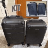 Kit Com 2 Malas de Viagem Para Bordo Fibra Rígida ABS Rodas 360°