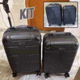 Kit Com 2 Malas de Viagem Para Bordo Fibra Rígida ABS Rodas 360°