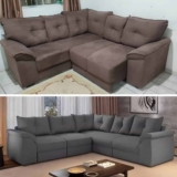 Selmer Estofados Sofá De Canto 5 Lugares Com Retrátil Qatar Suede Cinza