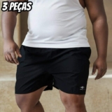 Kit 3 Shorts Bermuda Praia Masculina Básico Tactel Plus Size