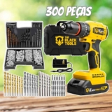 Parafusadeira Furadeira De Impacto Brushless 21v Tb-21b Maleta The Black Tools + Jogo Brocas Bits Buchas 300 Peças