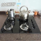 Cooktop 4 bocas Chamalux ultra chama Bivolt Trempe de Chapa Preto
