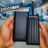 Carregador Portátil Power Bank 20000 mAh Turbo Carregamento Rápido 3.1A, Powerbank com 4 cabos Integrados (USB-C, USB, Lightning) Led Bateria, Lanterna. Compatível com Android e IOS – Premium (Branco)