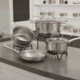 Brinox – Jogo de Panelas Aço Inoxidável Fundo Triplo 4 Peças Jasmin com Indução – Inox