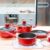 Jogo De 5 Panelas Alumínio Indução Pratic Cook Red