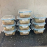 Kit 10 Pote Hermético De Vidro Retangular 640ml Rishon Azul-claro