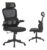 Cadeira de Escritório Ergonômica Com Apoio Lombar e Apoio de Cabeça preta com estofado de mesh