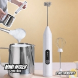 Mini Mixer Portátil USB – Misturador de Bebidas e Espumador de Leite para Café e Cozinha
