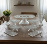 Kit Lapidado- 1 Boleira+ 4 Médio + 2 Bandejas Luxo + 2 Vaso