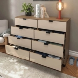 Cômoda Industrial 8 Gavetas P/ Quarto Casal Design Moderno Cor Off White