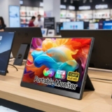 Armazém Brasil, Monitor Portatil 15,6”, FHD 1080P Monitor Portátil Conectado Com USB C Dupla/HDMI, IPS Extensor De Tela para Notebook com VESA e Funda Inteligente magnético, Plug and Play