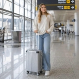 Ygm Malas Mala De Viagem 2070 Prateado 55 Cm X 35cm X 25cm 10kg Abs Rodinhas 360 Leva Na Cabine Do Avisão Resistente