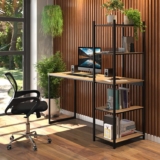 Mesa Escrivaninha Industrial Laminado Com Preto 5 Prateleiras Design Moderno Modelo Para Home Office Mod: Athenas Shoop