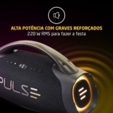 Caixa de Som Bluetooth Pulse X Boombox 220W RMS SP626 | Resistente a Água, com Iluminação LED