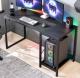 Escrivaninha Gamer Tokyo Mdf Mesa Para Computador Home Office E Estudos Com Suporte Para Cpu E Prateleira Lateral Estrutura Em Aço Estilo Industrial Design Moderno Amplo Cor Preto