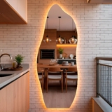 Espelho Orgânico Com Led 150×50 Cm Para Sala Quarto Banheiro Moldura Flame Led Quente