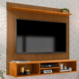 Painel Suspenso Everest TV Até 50″ Cor Naturale MDP Design Ripado 3 Nichos