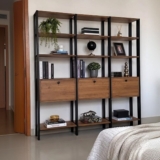 Conjunto 3 Estantes Para Livros Industrial 1 Porta Mdp Db
