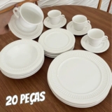 Aparelho de Jantar 20 peças Branco Poppy de Cerâmica – Scalla Cerâmica