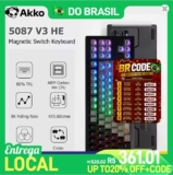 Teclado Gamer Personalizado Akko 5087 V3 HE com Switches Magnéticos, Rapid Trigger 0.005mm, Layout TKL 80%, Taxa de Polling 8K, Conexão Tipo-C com Fio