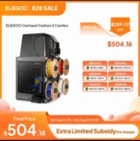 Impressora 3D ELEGOO Centauri Carbon 2 Combo, Mágica Multicolorida com Velocidade Máxima de 500mm/s, Impressão em 4 Cores com CANVAS, 256x256x256mm