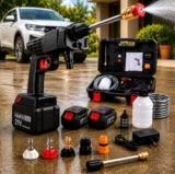 Lavadora Lava Jato Portátil de Alta Pressão Automotiva Sem Fio Hidrolavadora Recarregável com 2 Baterias + Maleta Completa Bivolt Hardline