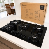 Cooktop 5 Bocas a Gás Electrolux Mesa de Vidro Efficient Grade de Aço Fosco (KE5GR) Bivolt