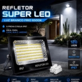 Kit 2 Refletor Super Led 400w Ip67 Holofote Bivolt Prova D’água Branco Frio 6500k Preto