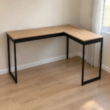 Mesa Escrivaninha Em L Industrial Preta Setup Multiuso