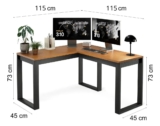 Escrivaninha Industrial Em L Berlim Mesa Escritório Home Office Para Estudo De Canto Em MDF Cor Canela Preto