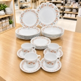 Aparelho De Jantar E Chá/café 20 Peças Vidro Opaline Branco
