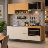 Cozinha Modulada 6 Portas E 2 Gavetas Alice Wt Angelin Preiun/off White