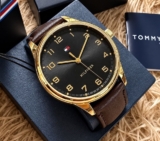 Relógio Tommy Hilfiger Th Essentials Masculino Em Couro Pret